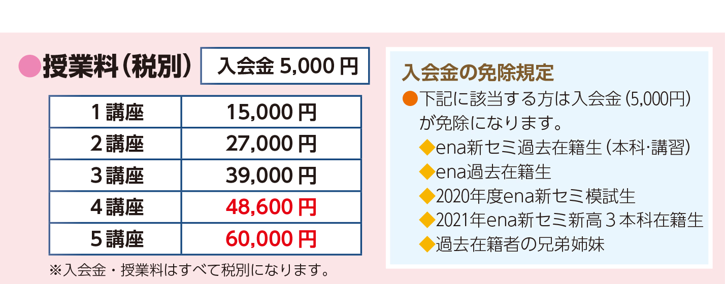 春期講習会授業料