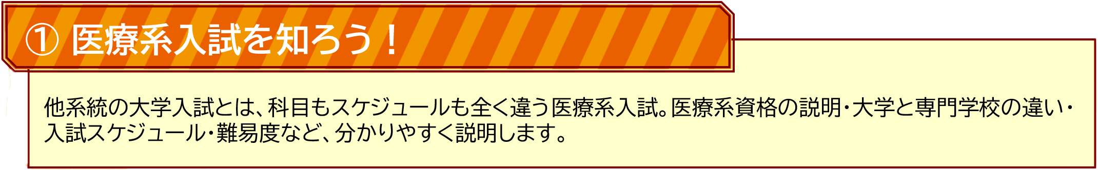 ①医療系入試を知ろう！