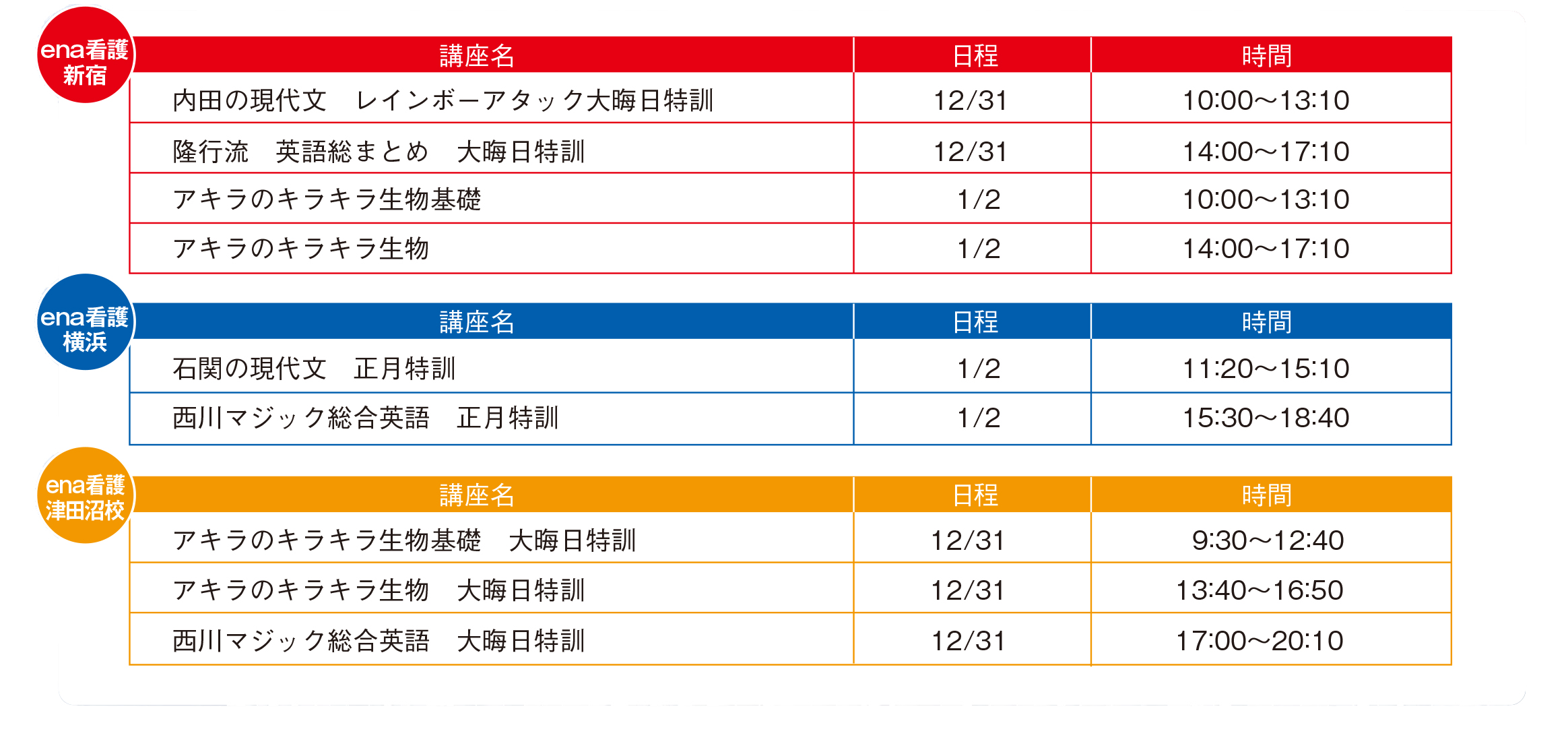 大晦日・正月特訓講座