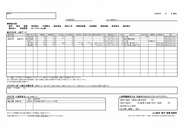 2026年度入試結果アンケート